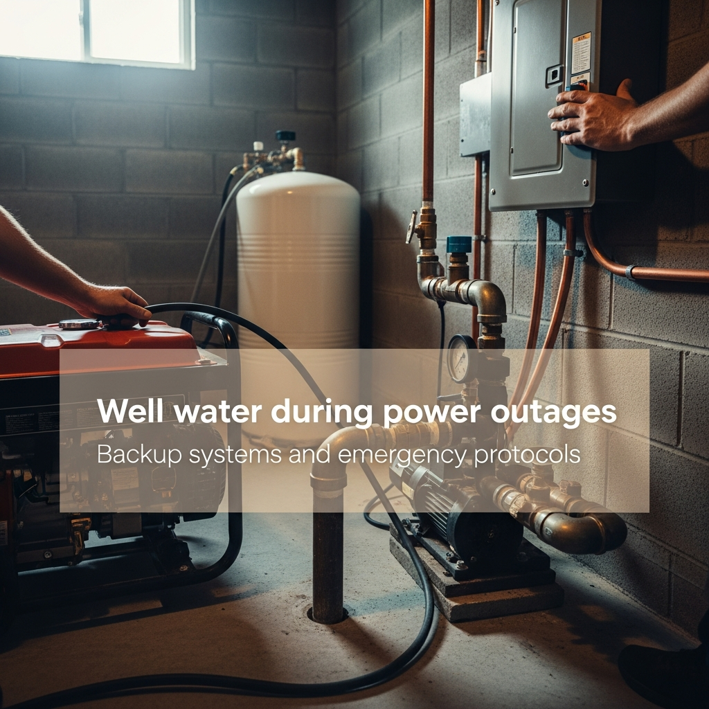 Portable generator connected to a well pump system in a residential utility room during a power outage